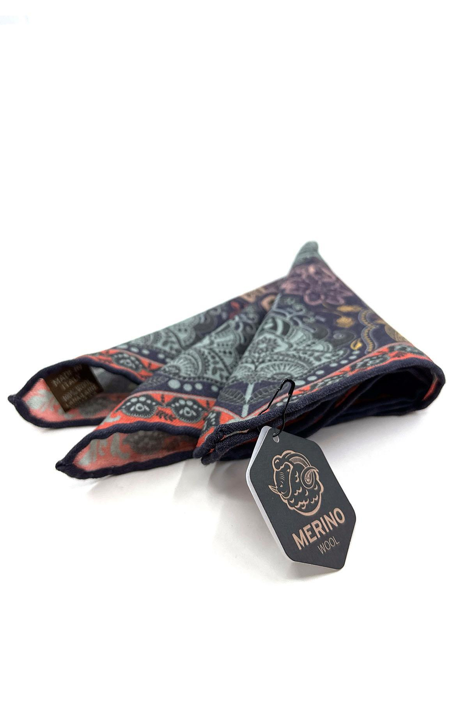 Çok Renkli El Dikişi İtalyan Yün Cep Mendili WL05