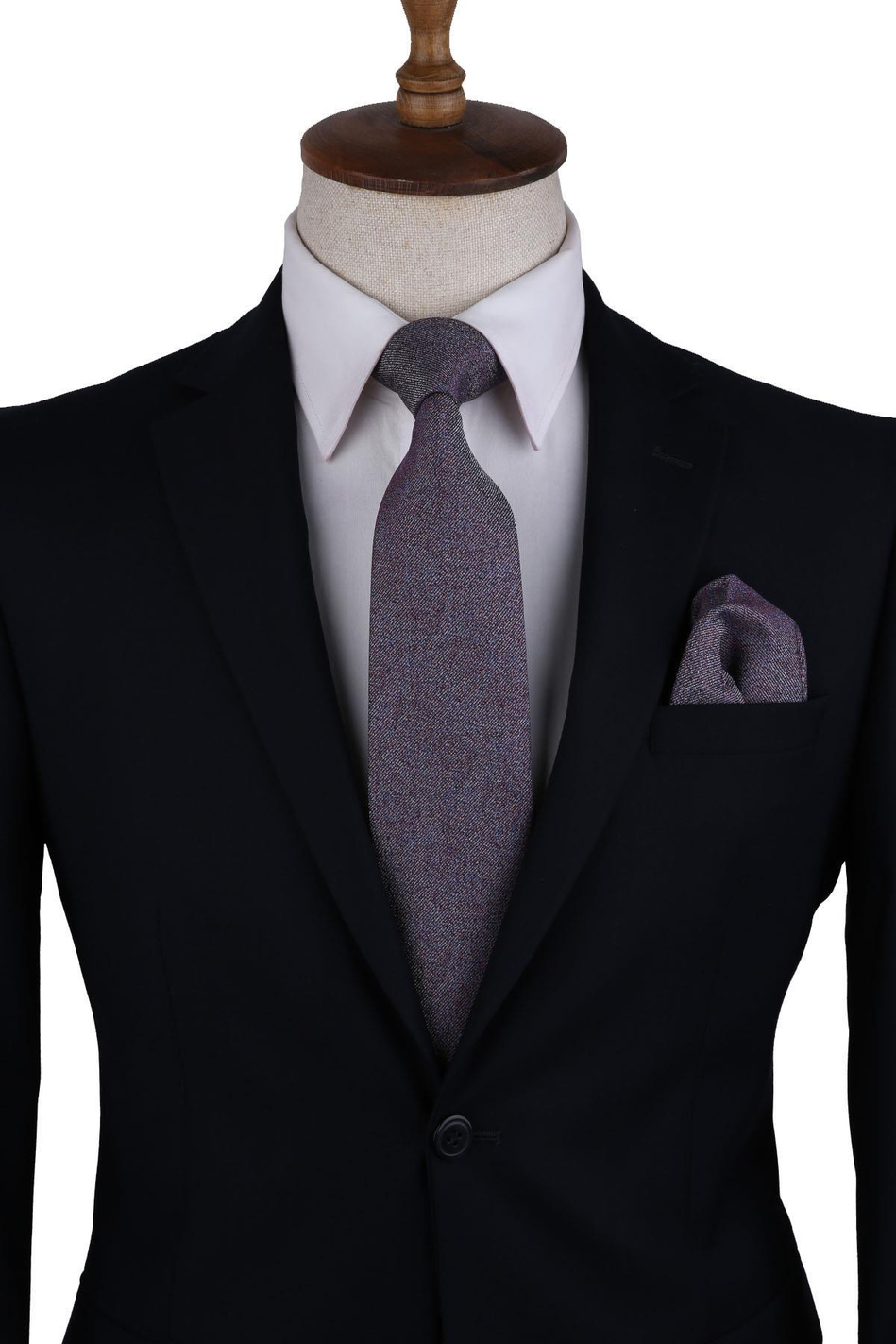 Çok Renkli Kum Desen Mendilli Klasik Kravat KK10507