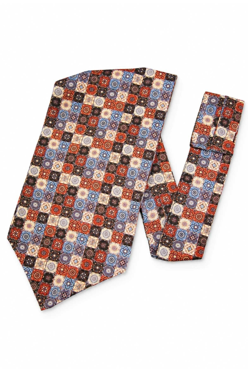 Çok Renkli Motif Desen Ascot Kravat K686