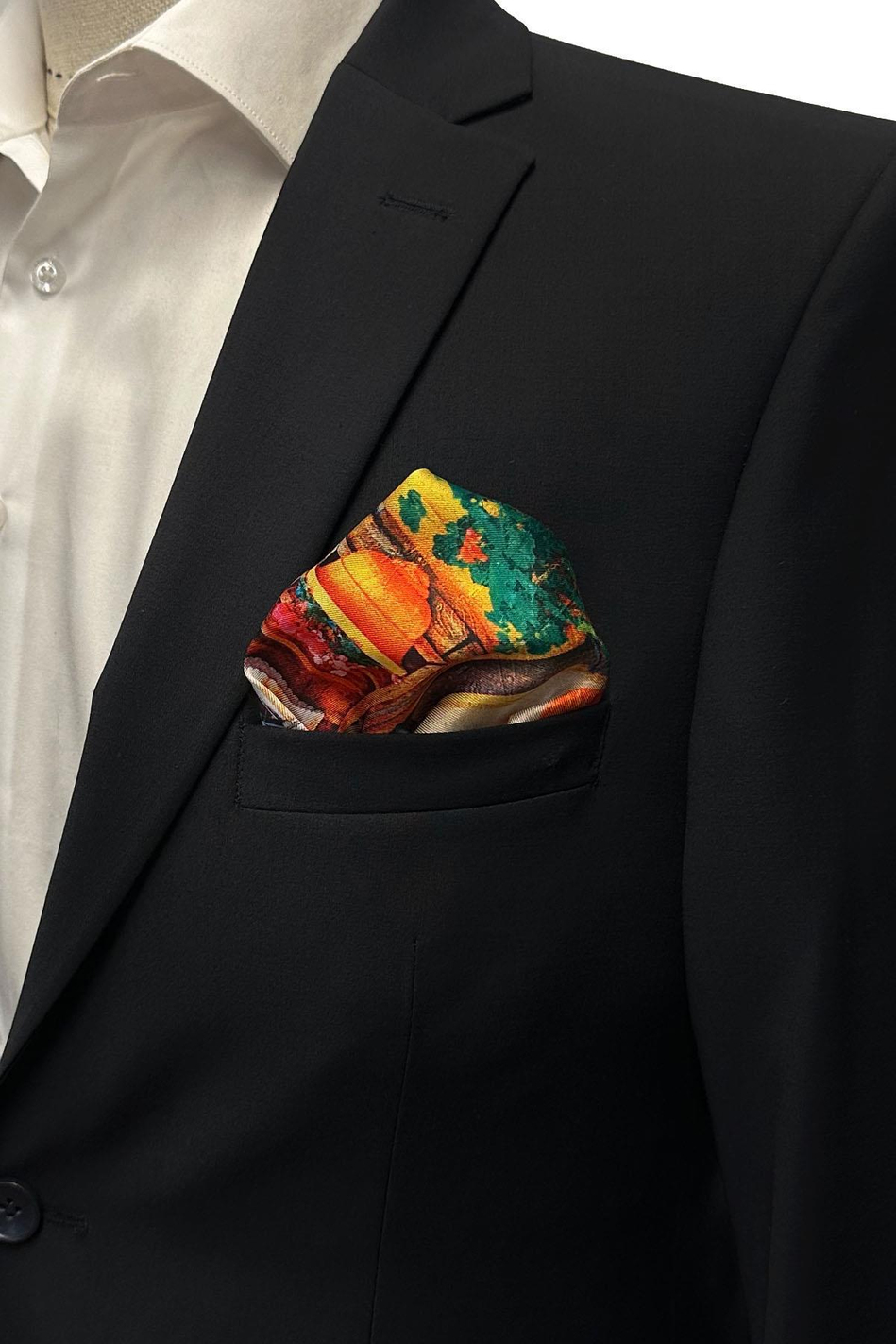 Çok Renkli Motif Desen Erkek Cep Mendili SPS592-67