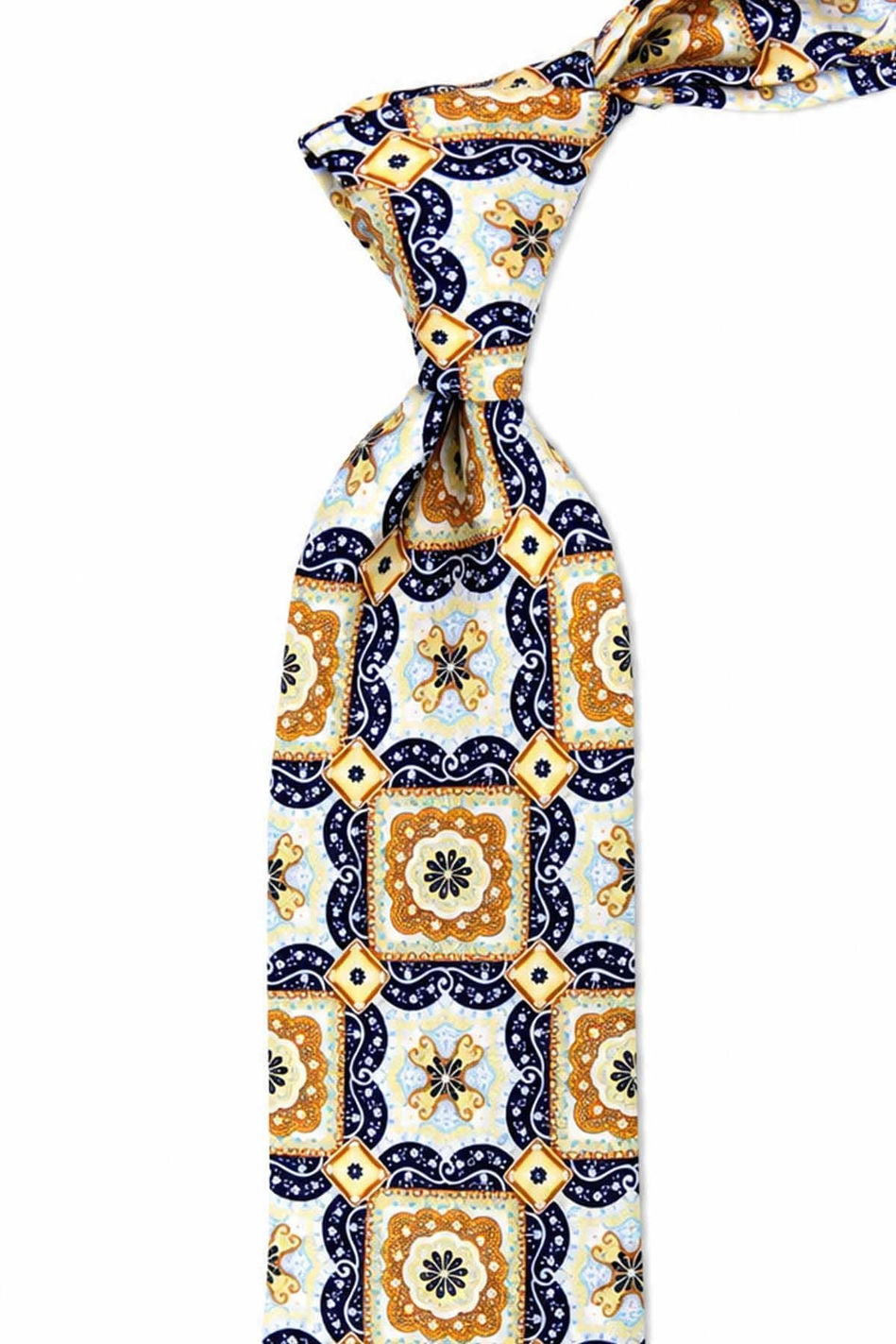 Çok Renkli Motif Desen İtalyan İpek Kravat İK2534