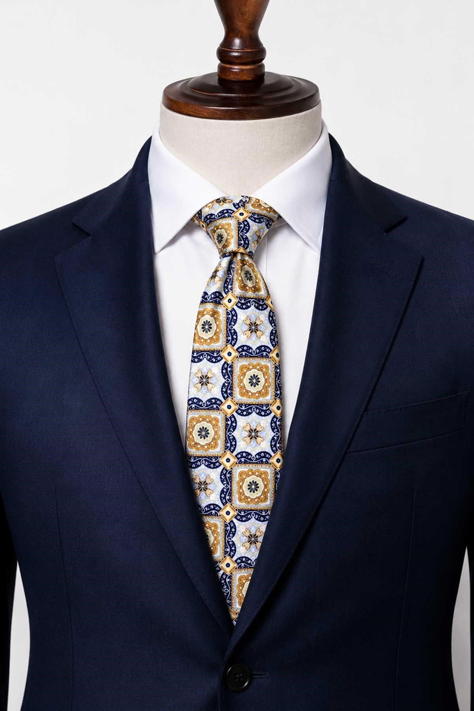 Çok Renkli Motif Desen İtalyan İpek Kravat İK2534