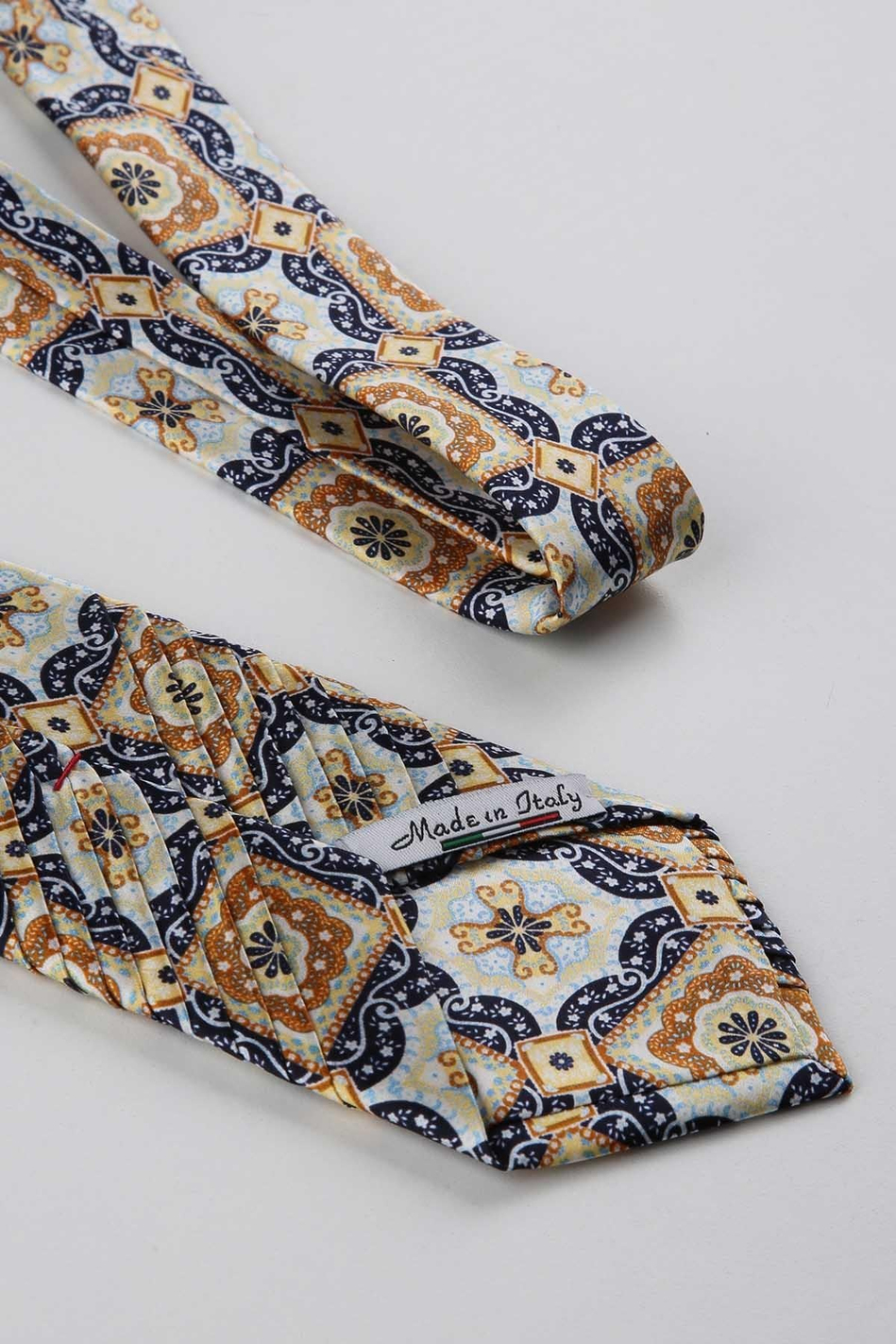 Çok Renkli Motif Desen İtalyan İpek Piliseli Kravat EST216
