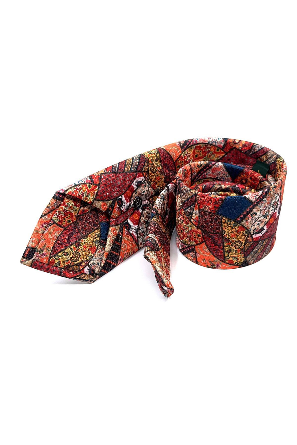 Çok Renkli Motif Desen Mendilli Klasik Kravat KK11794