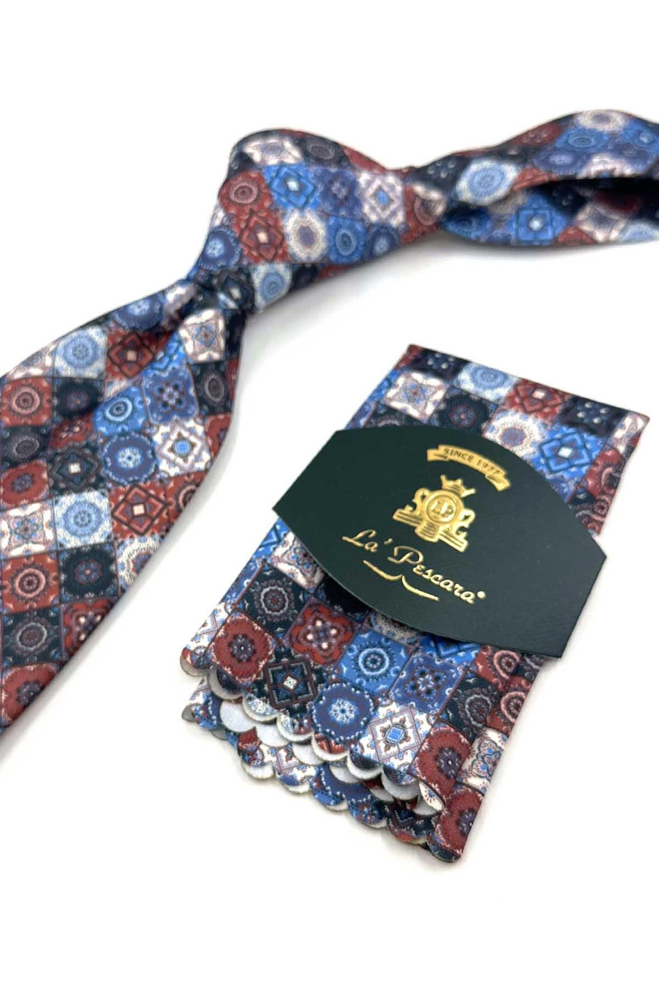 Çok Renkli Motif Desen Mendilli Klasik Kravat KK14054