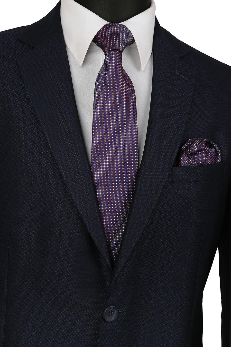 Çok Renkli Nokta Desen Mendilli Klasik Kravat KK9384