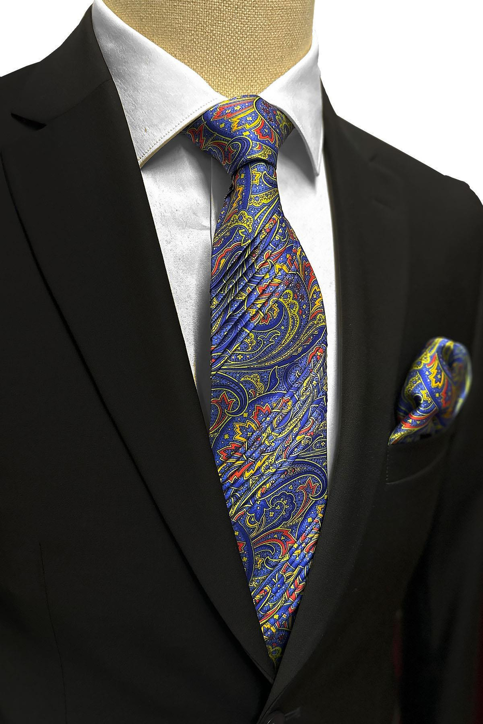 Çok Renkli Şal Desen İtalyan Piliseli İpek Kravat EST161