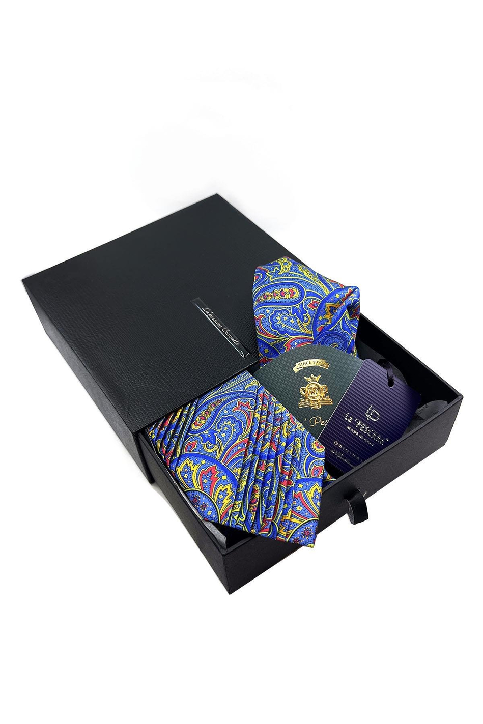 Çok Renkli Şal Desen İtalyan Piliseli İpek Kravat EST161