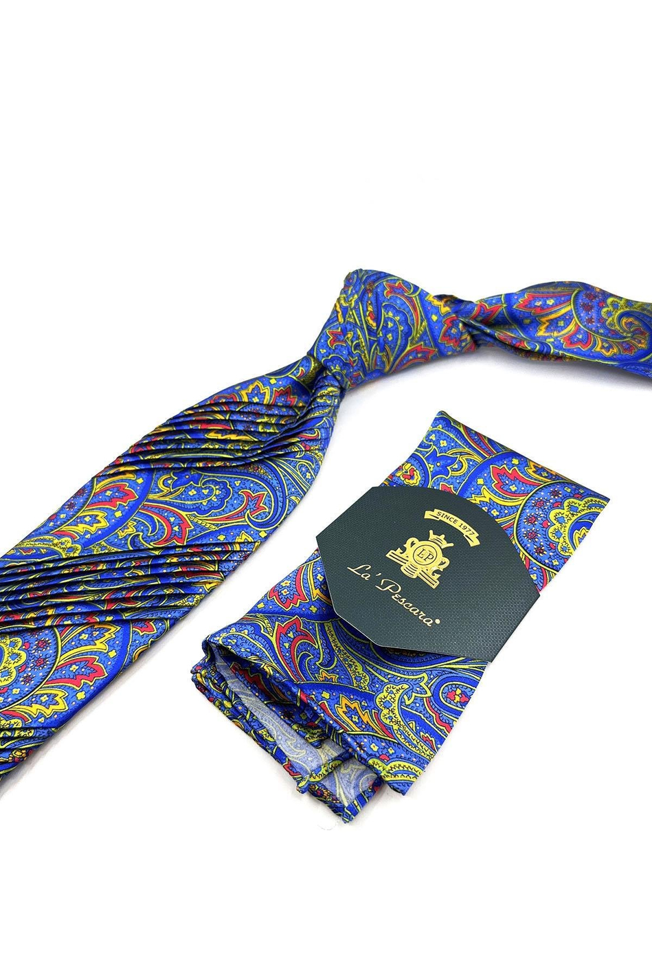 Çok Renkli Şal Desen İtalyan Piliseli İpek Kravat EST161