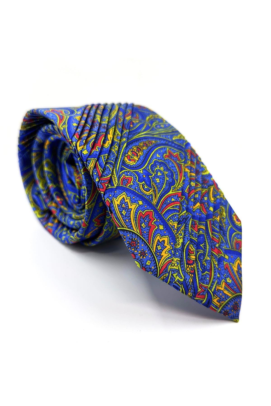 Çok Renkli Şal Desen İtalyan Piliseli İpek Kravat EST161