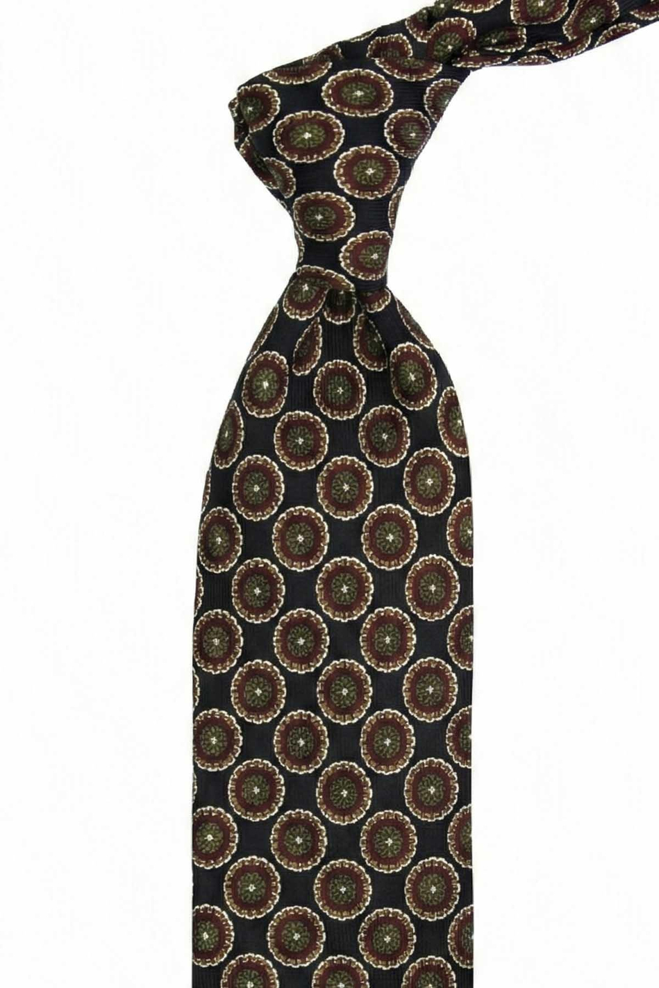 Creva Style Siyah Motif Desen İtalyan İpek Kravat İK2238