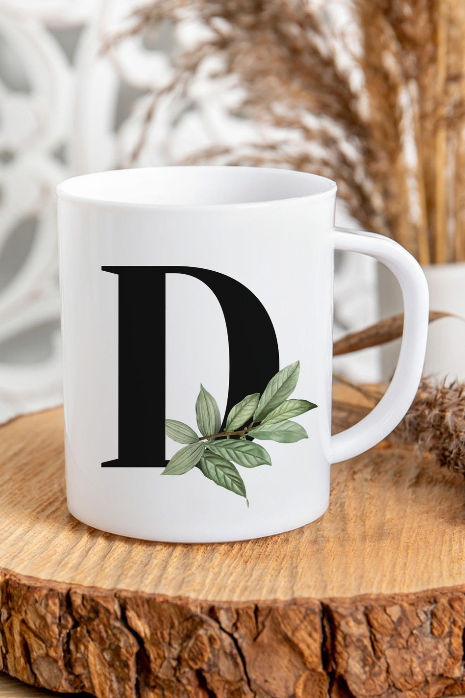 D Harfli Baş Harf Baskılı Kupa Bardak