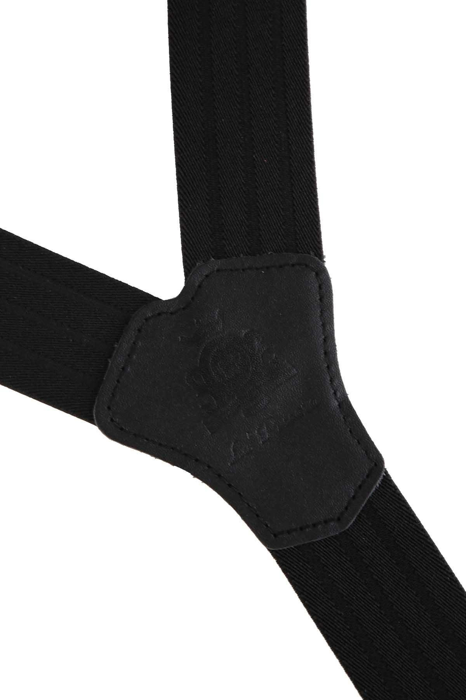 Deri Bağlantılı Düğme Delikli Jakarlı Siyah Pantolon Askısı PAN73