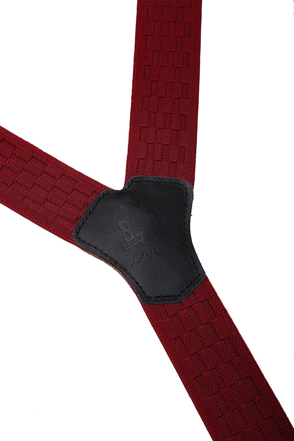 Deri Bağlantılı Düğme Delikli Jakarlı Bordo Pantolon Askısı PAN72