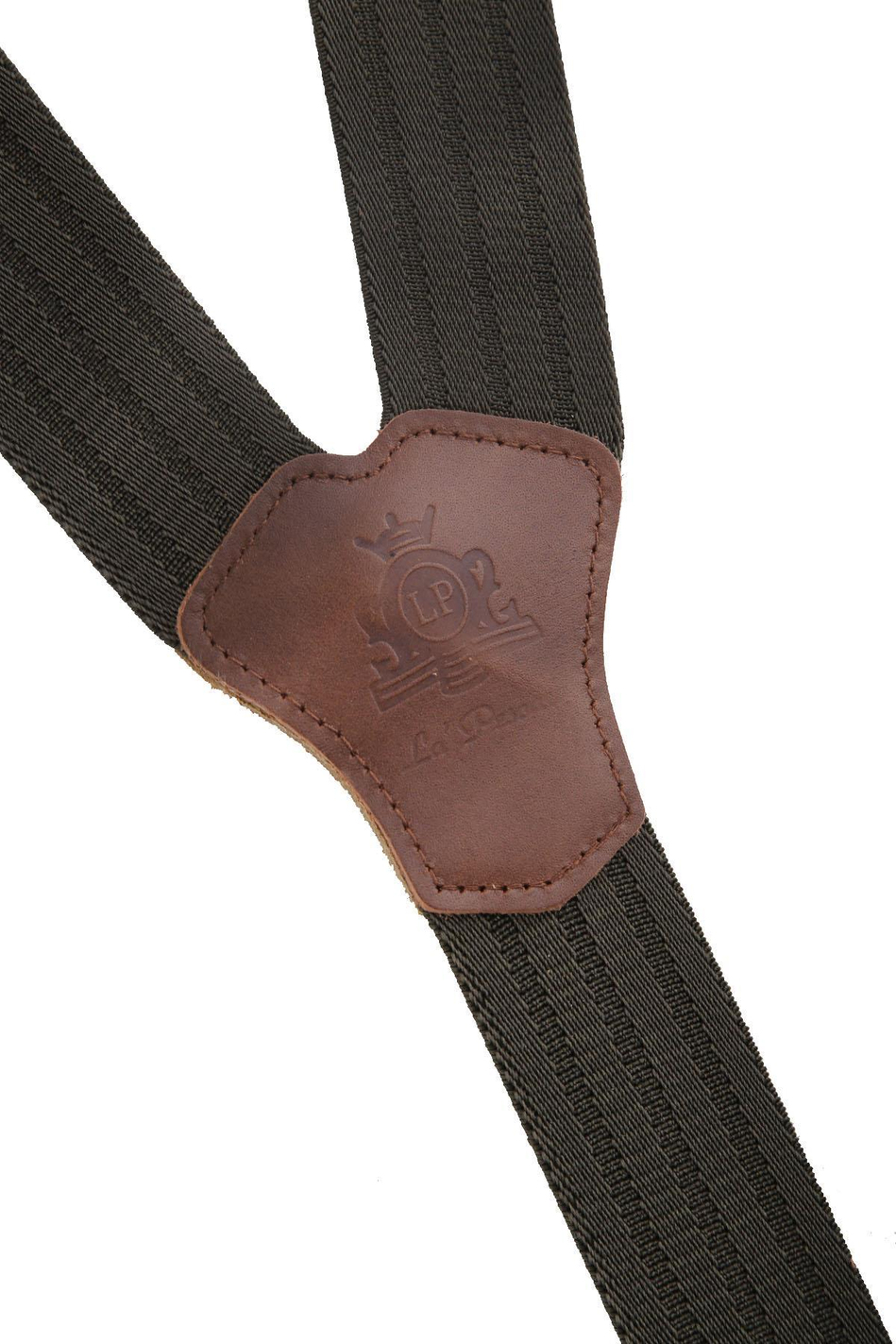 Deri Bağlantılı Düğme Delikli Jakarlı Yeşil Pantolon Askısı PAN109