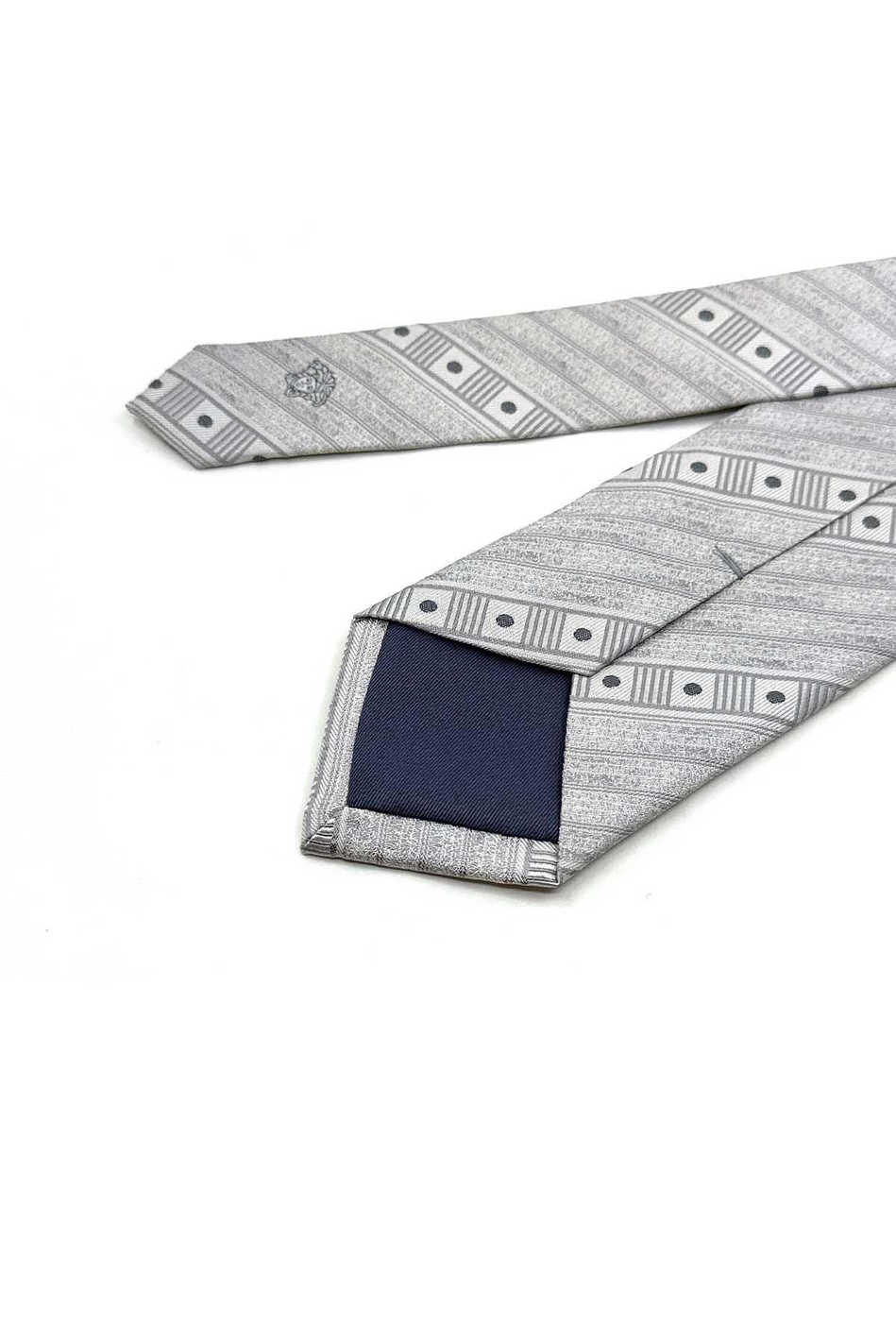 Druento Style Gri Çizgi Desen İtalyan İpek Kravat İK2299