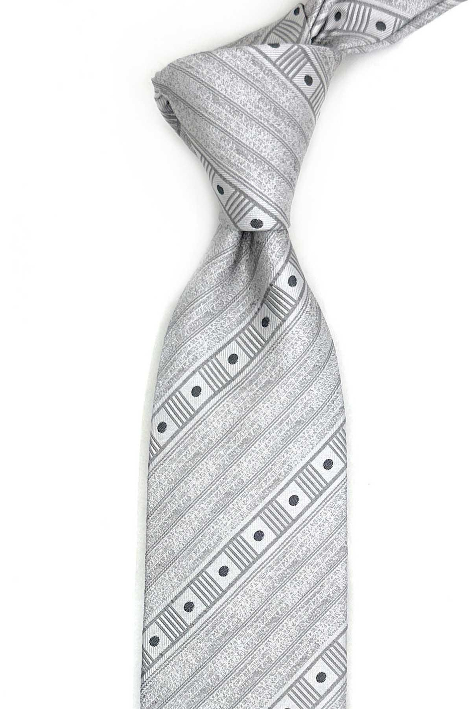 Druento Style Gri Çizgi Desen İtalyan İpek Kravat İK2299