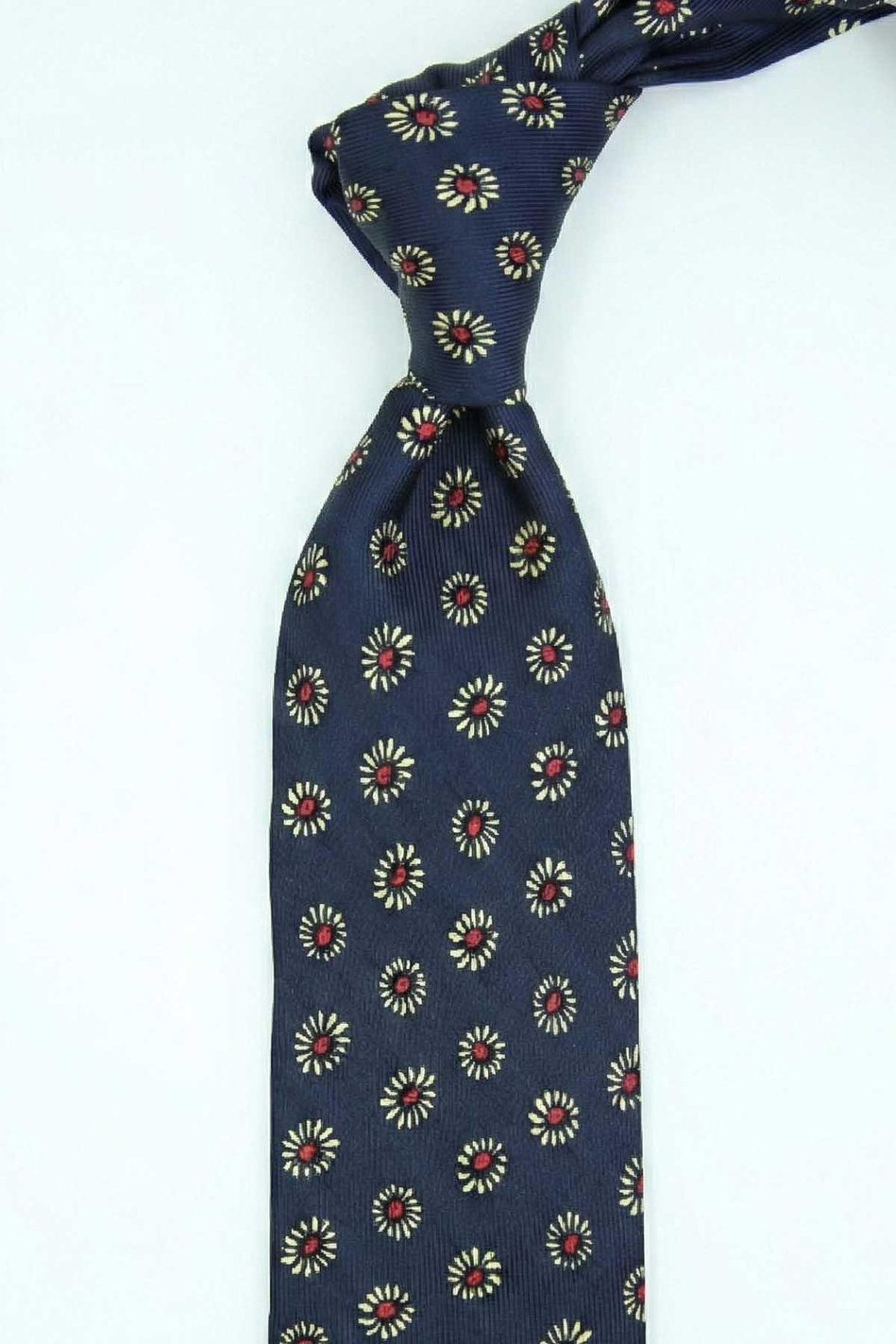 Figini Style Lacivert Motif Desen İtalyan İpek Kravat İK2220