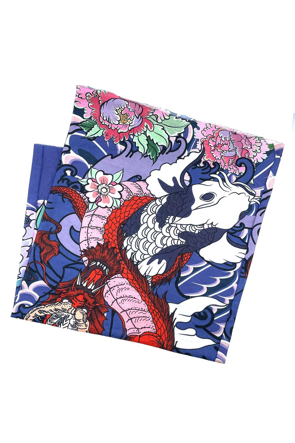 Floral Dragon Mavi Kırmızı Bandana BND39