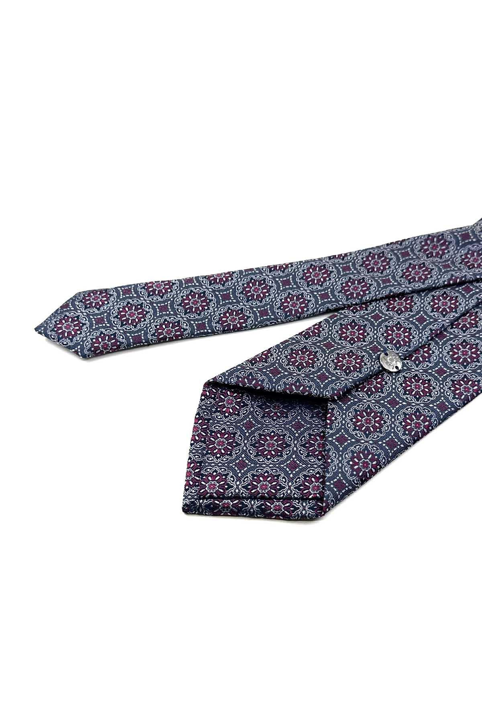 Füme - Bordo Motif Desen Mendilli Klasik Kravat KK12677