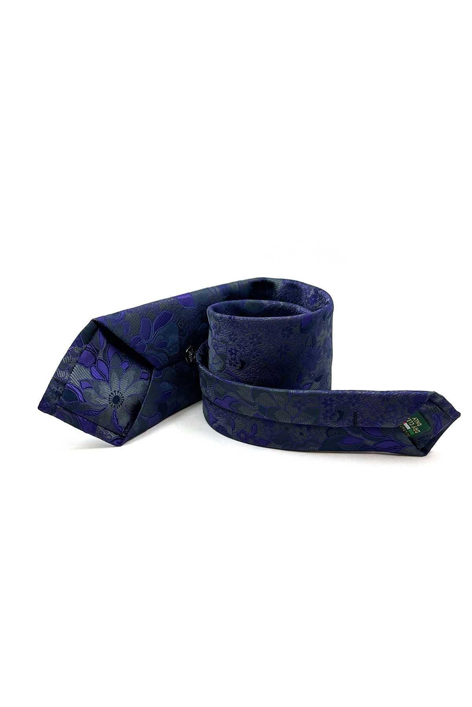 Füme Çiçek Desen Mendilli Klasik Kravat KK12945