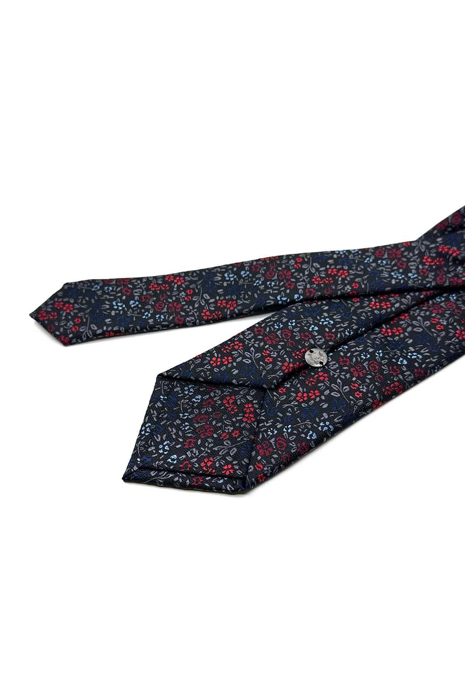 Füme Çiçek Desen Mendilli Klasik Kravat KK13153
