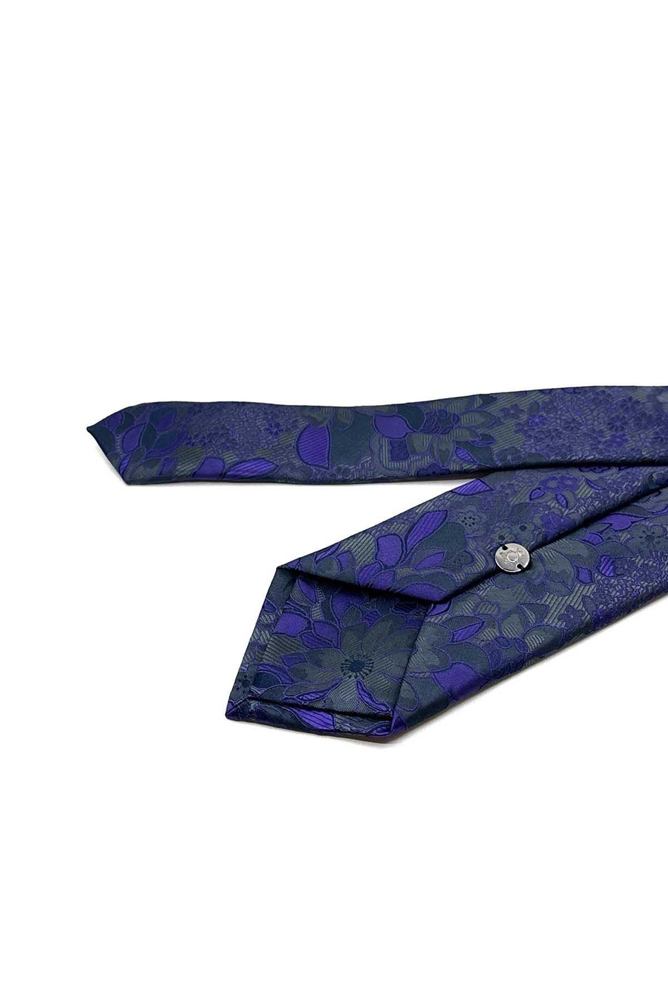 Füme Çiçek Desen Mendilli Klasik Kravat KK12945