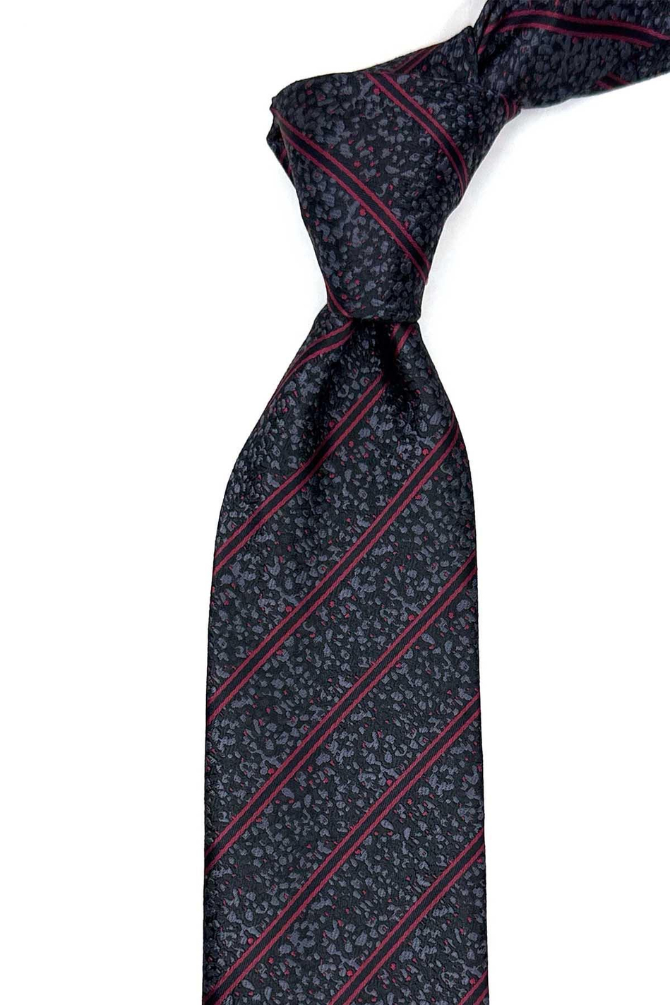 Füme Çizgi Desen Mendilli Klasik Kravat KK12912