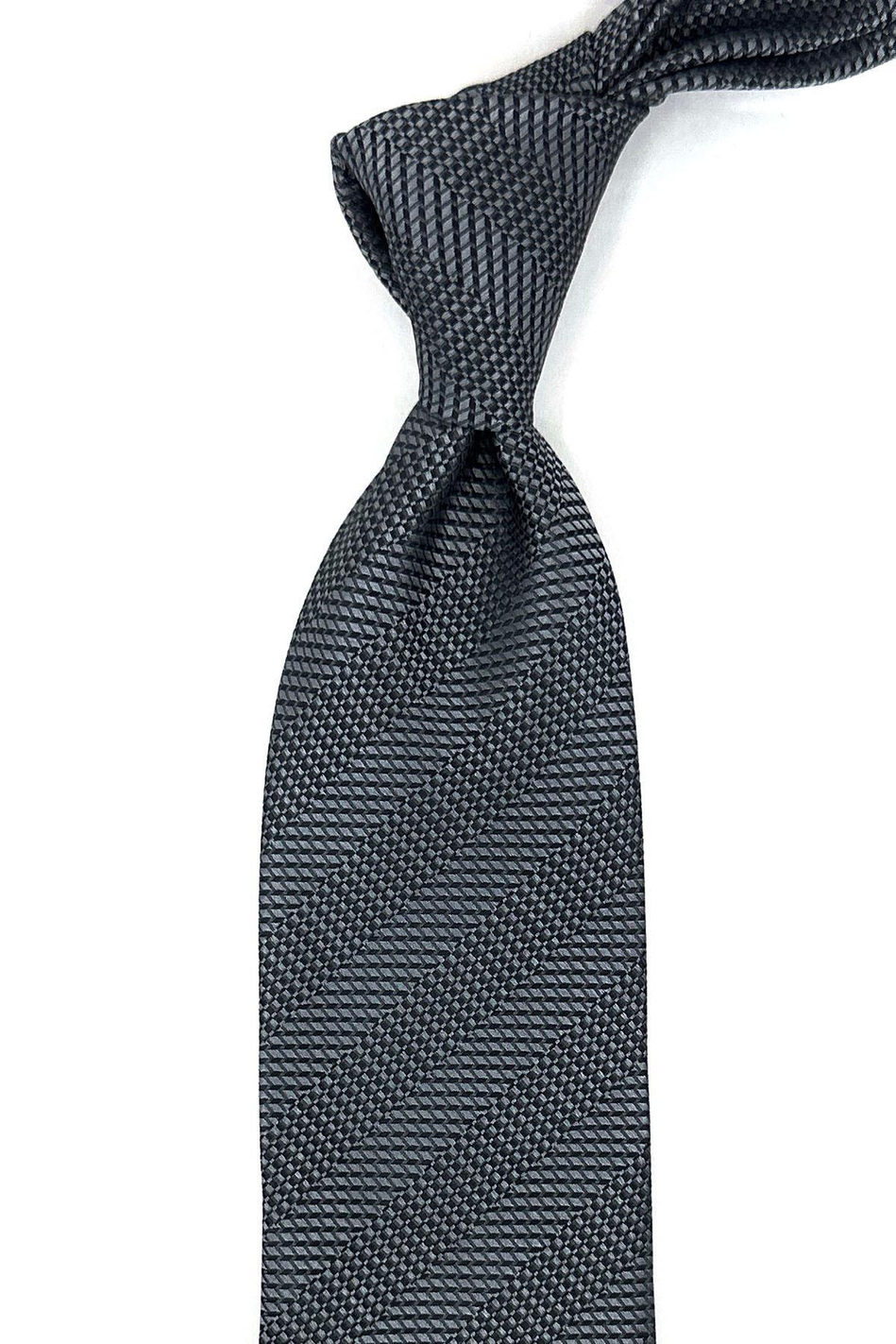 Füme Çizgi Desen Mendilli Klasik Kravat KK12058