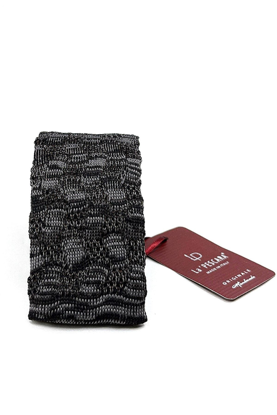 Füme - Gri Motif Desen Örgü Kravat ÖR8362