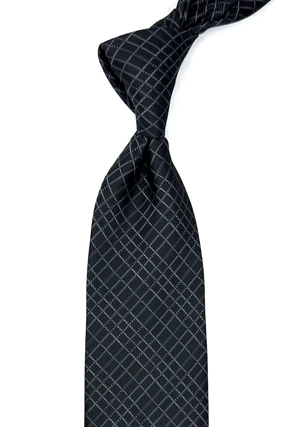 Füme Kare Desen Mendilli Klasik Kravat KK12588