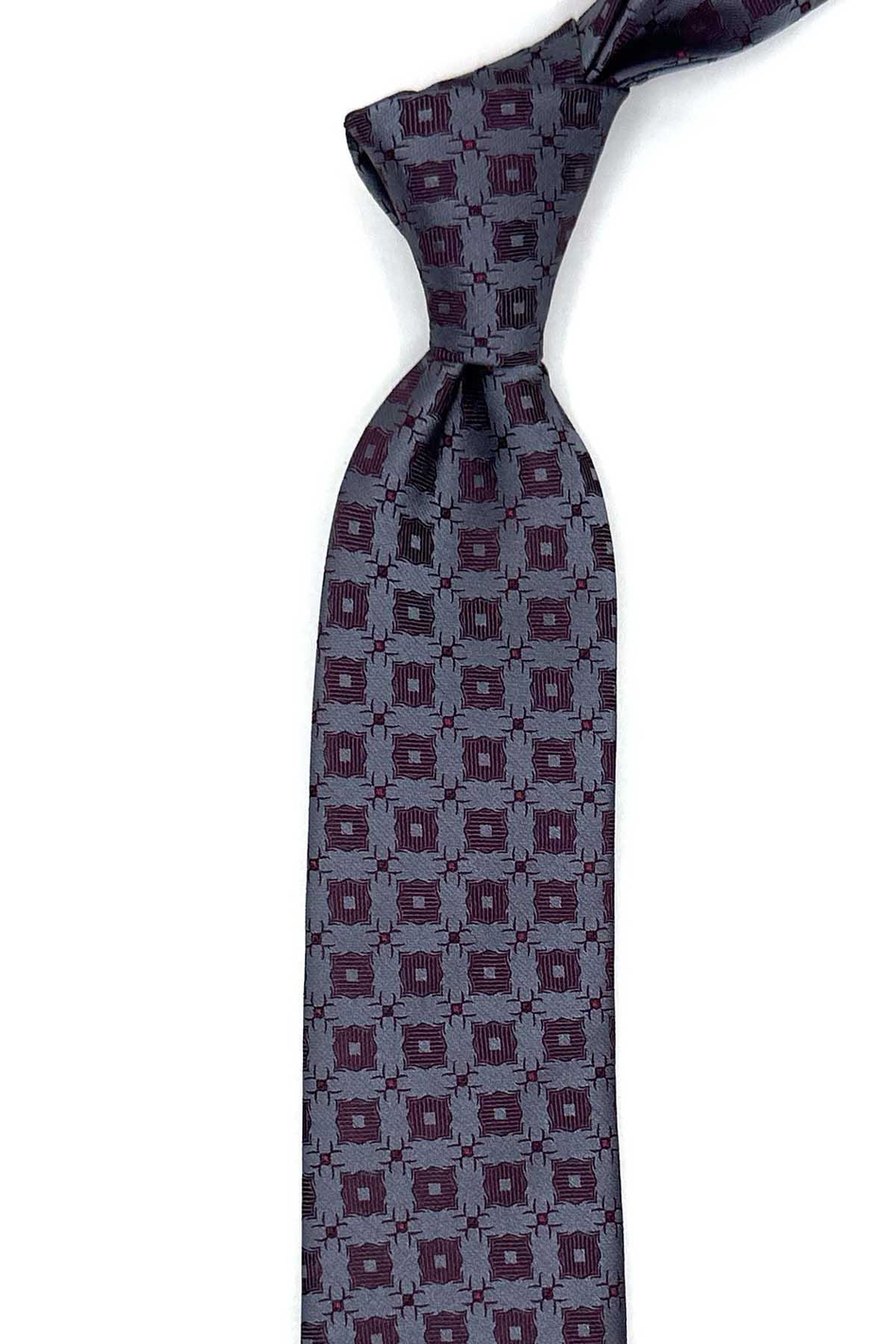 Füme Kare Desen Slim Kravat SK7953