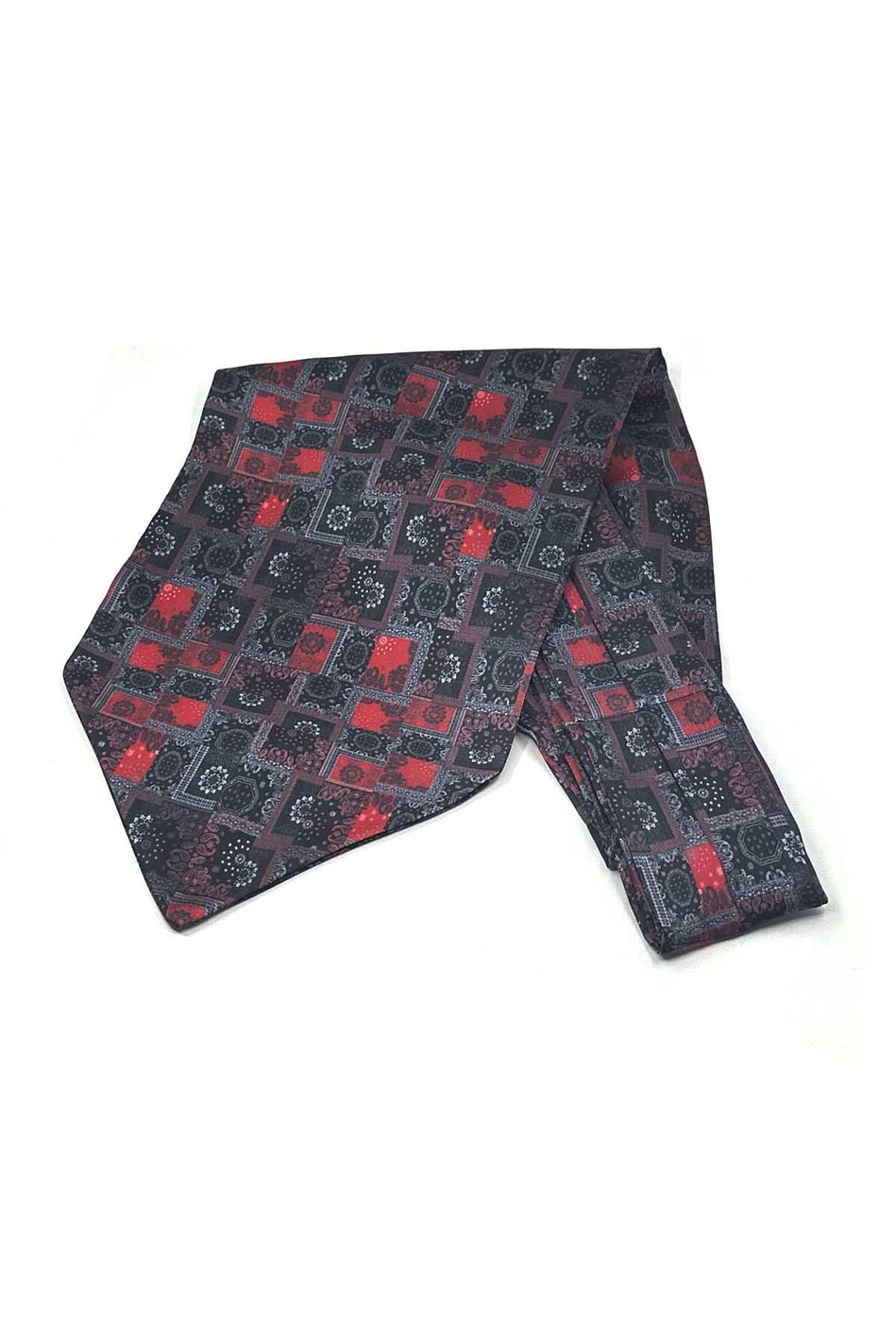 Füme - Kırmızı Motif Desen Erkek Fular Ascot K672