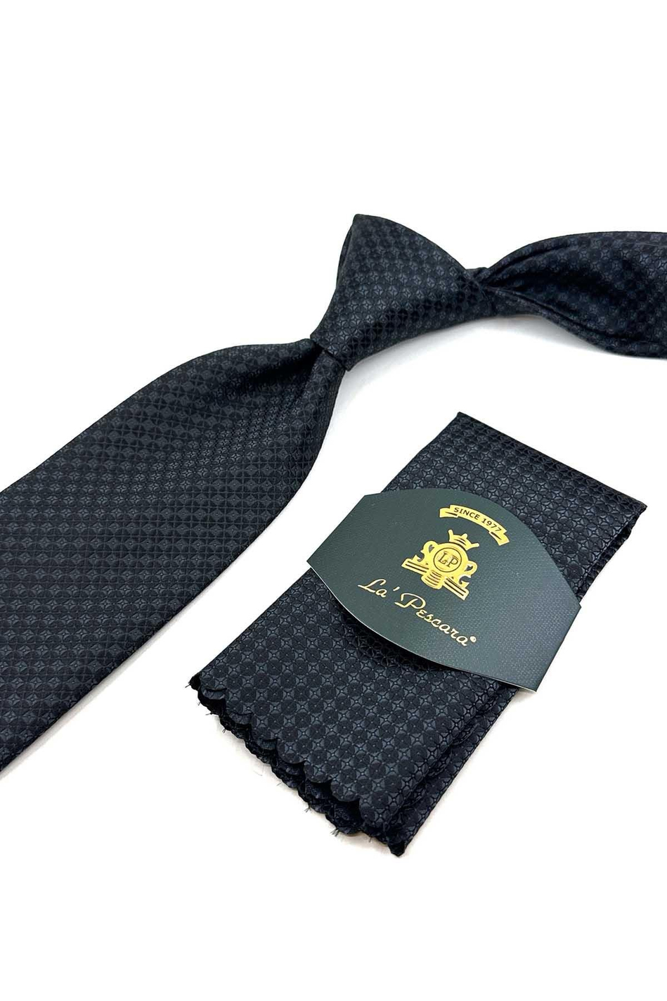 Füme Küçük Desen Mendilli Klasik Kravat KK12255