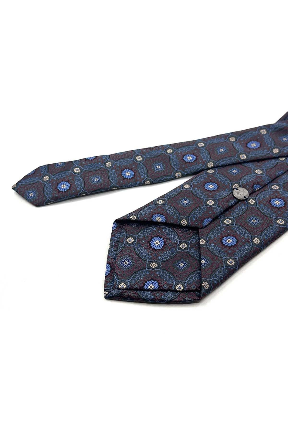 Füme Mavi Motif Desen Mendilli Klasik Kravat KK13753