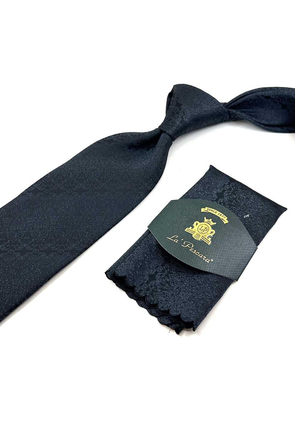 Füme Motif Desen Mendilli Klasik Kravat KK12424