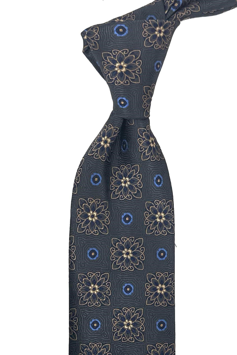 Füme Motif Desen Mendilli Klasik Kravat KK13738