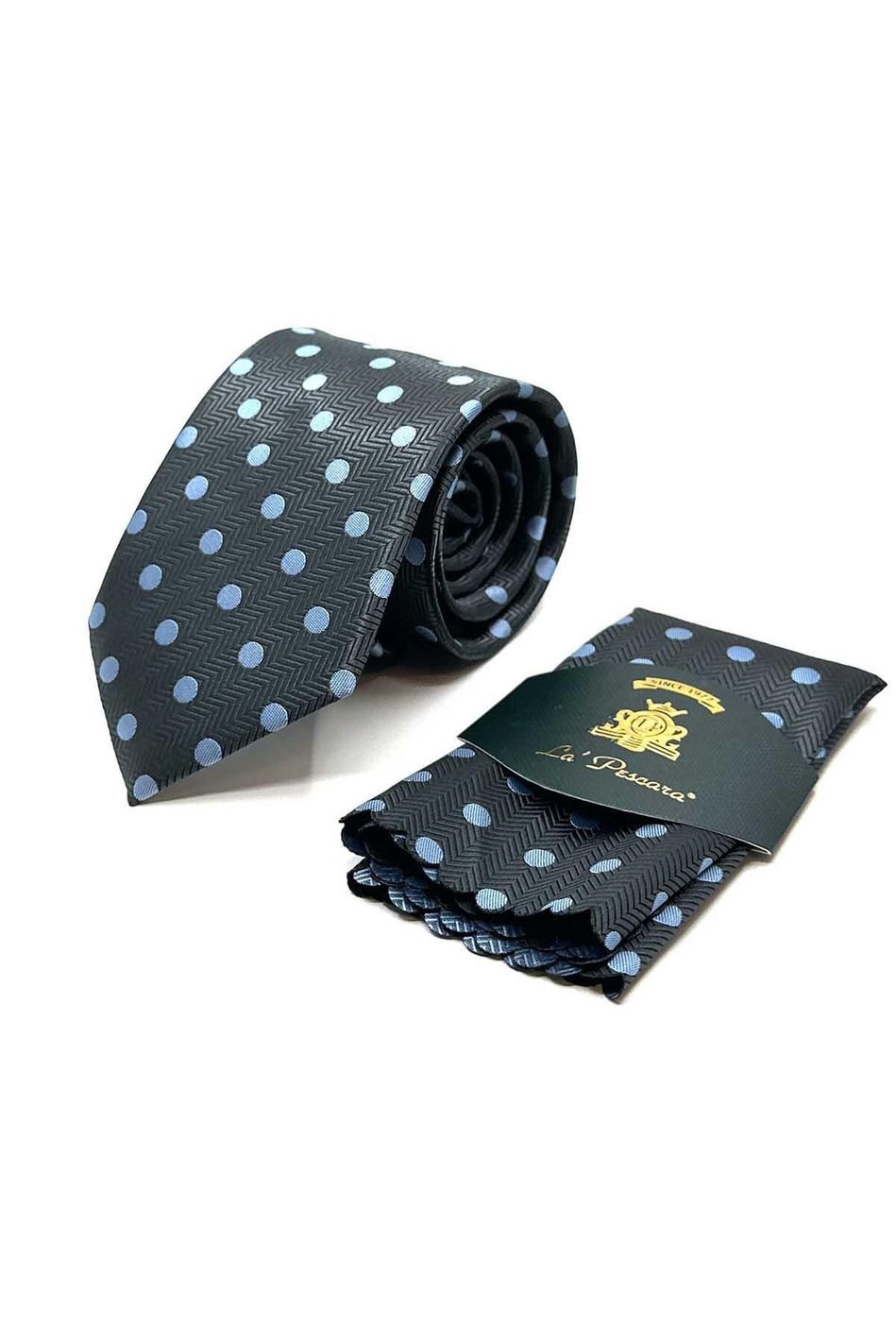 Füme Puantiye Desen Mendilli Klasik Kravat KK13101