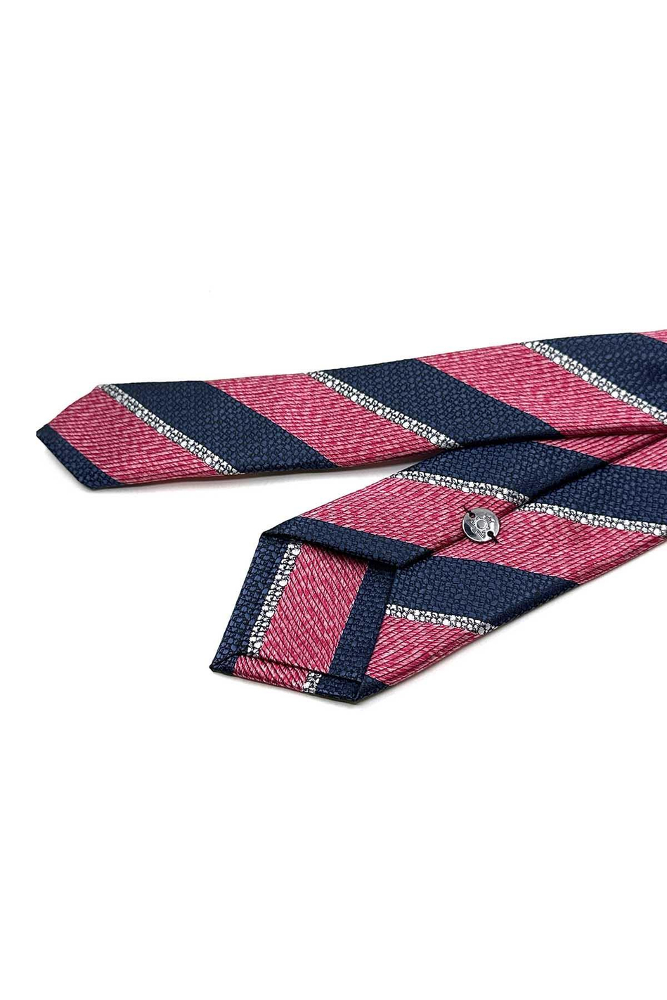Fuşya - Lacivert Çizgi Desen Slim Kravat SK8036