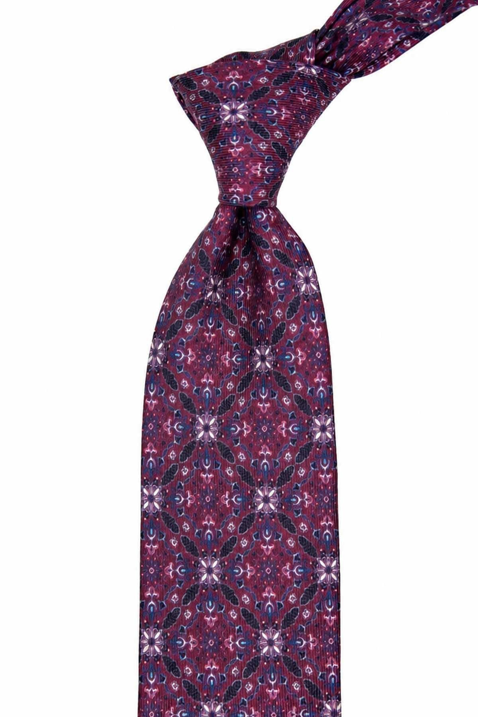 Fuşya Motif Desen İtalyan İpek Kravat İK2480