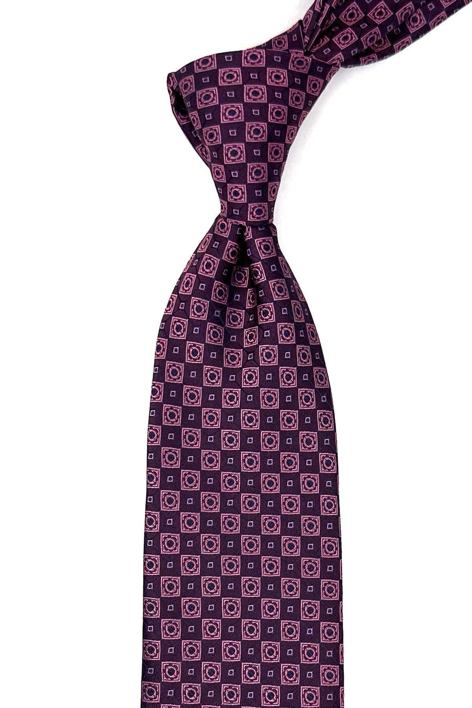 Fuşya Motif Desen Mendilli Klasik Kravat KK12603