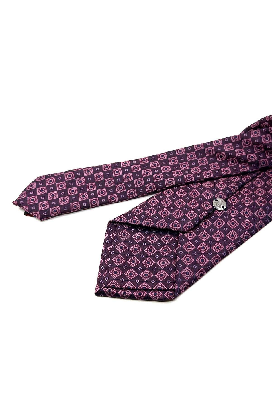 Fuşya Motif Desen Mendilli Klasik Kravat KK12603