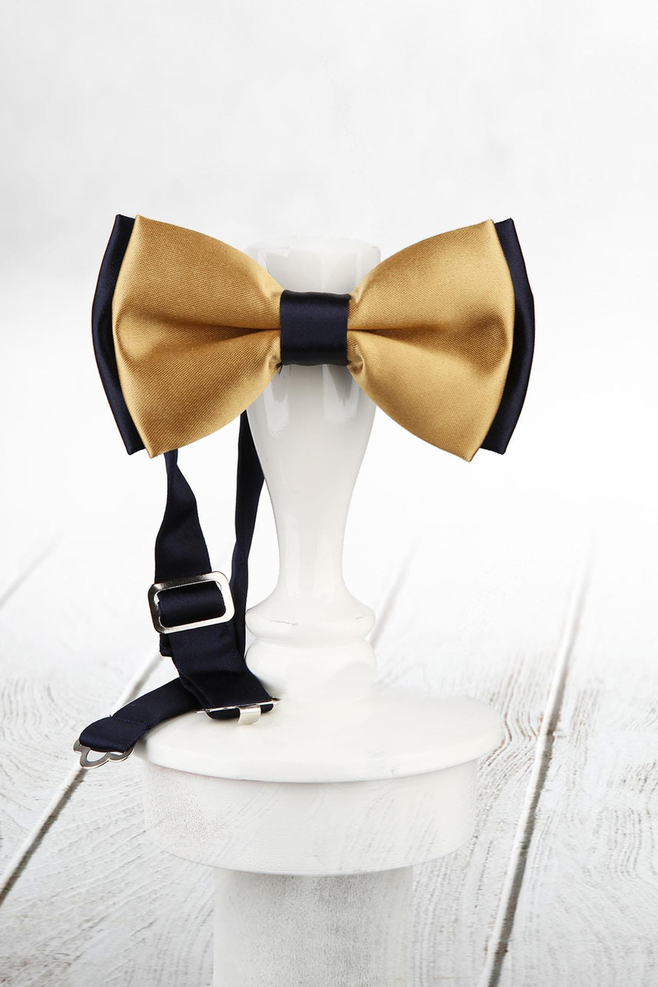 Gold - Lacivert Renk Saten Papyon SP60