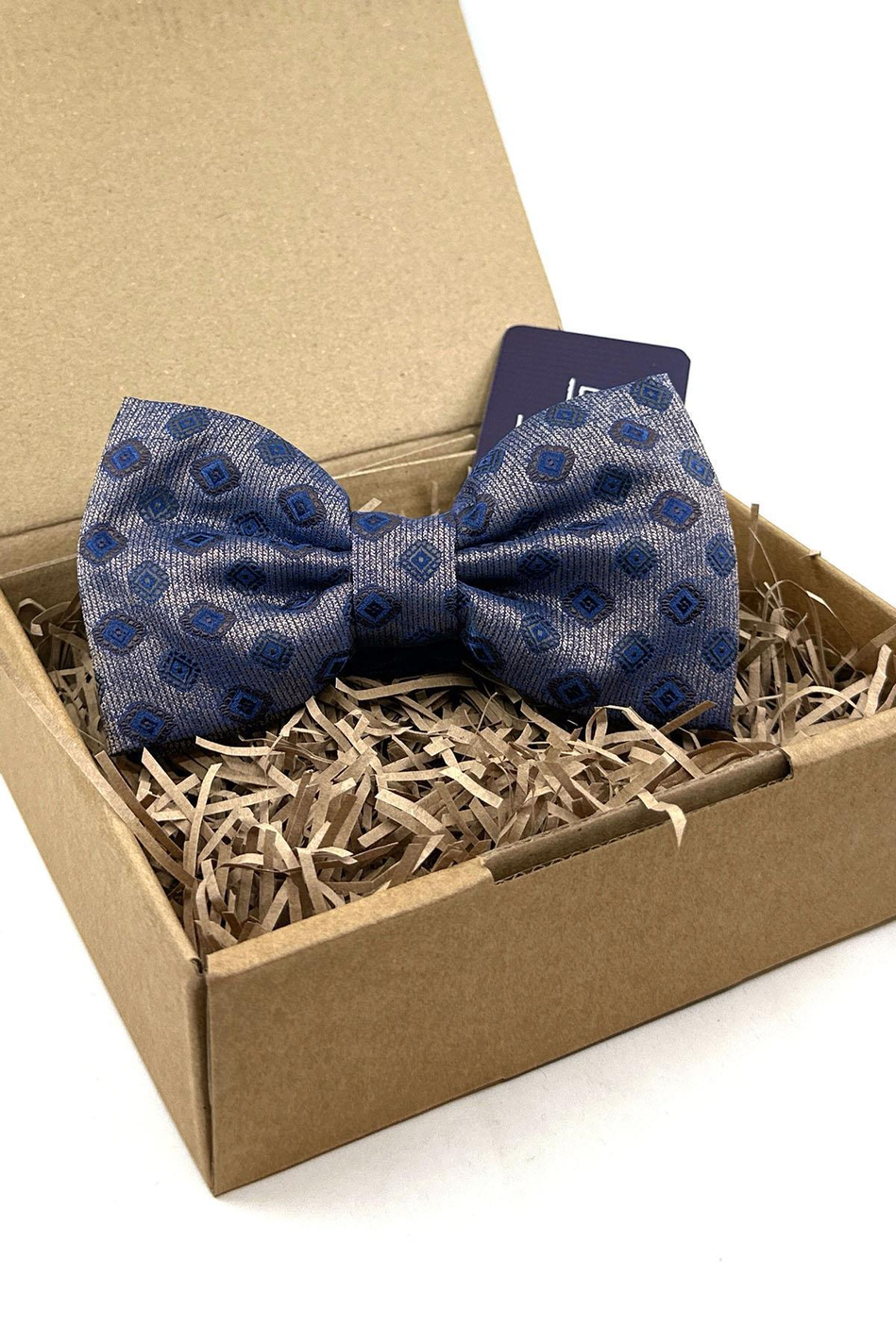 Gold - Mavi Motif Desen Büyük Papyon P1838