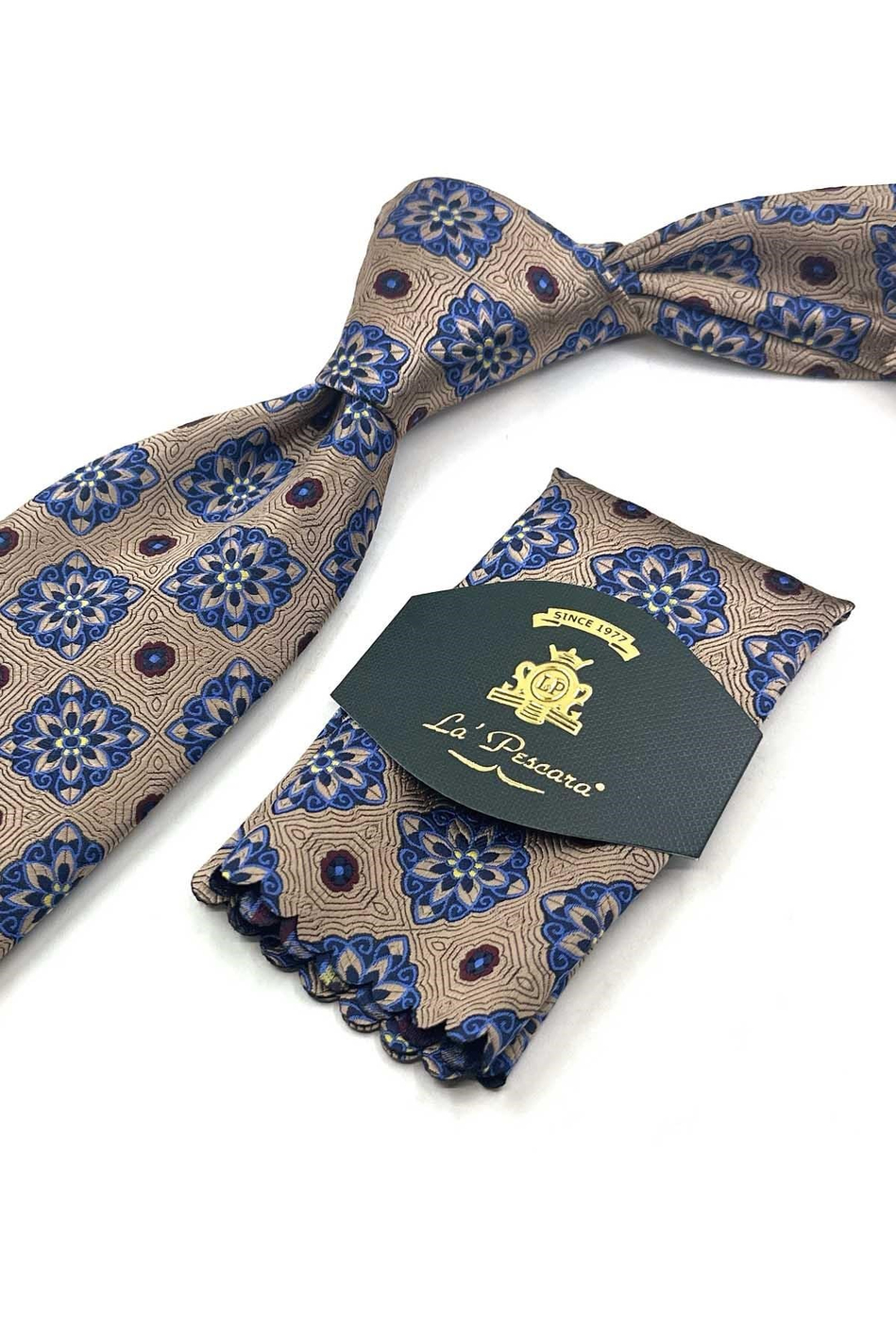Gold Motif Desen Mendilli Klasik Kravat KK13736