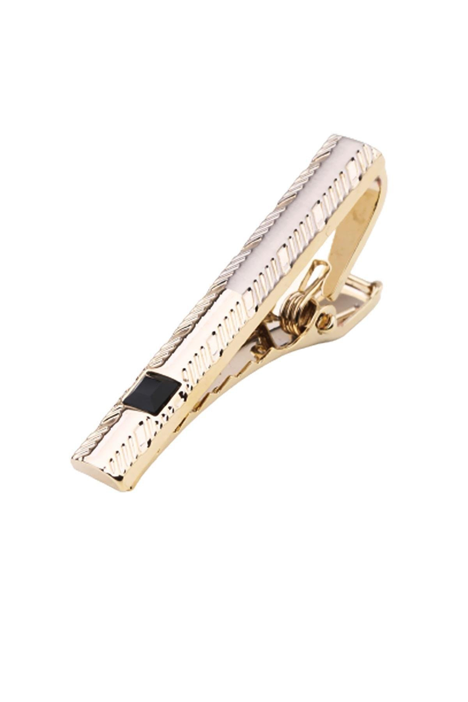 Gold Renk Siyah Taşlı Yarı Mat Kravat İğnesi KIY500