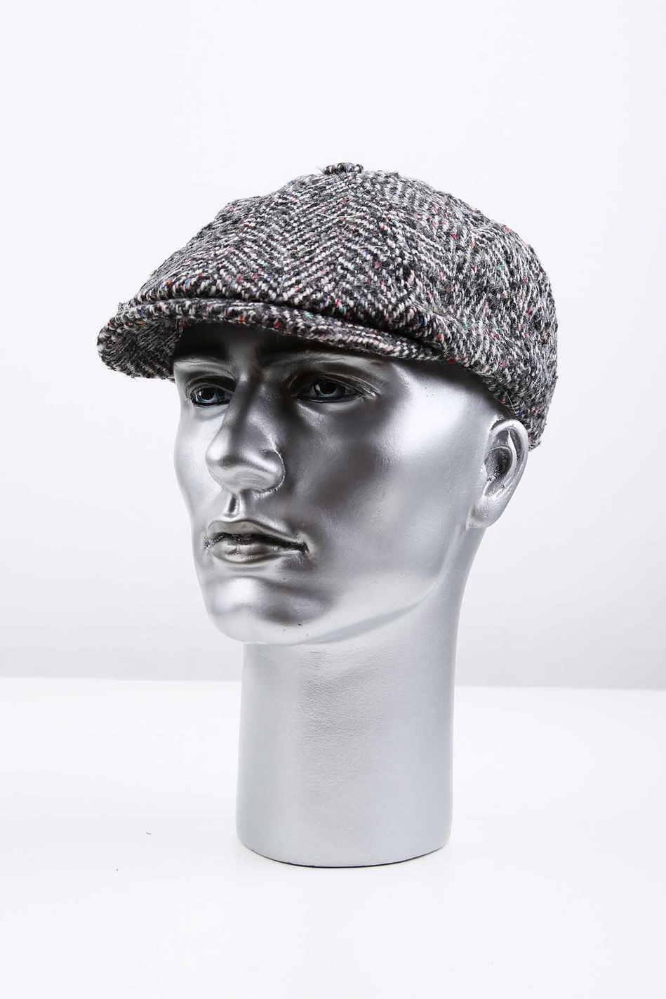 Gri Balıksırtı Yün Erkek Kasket Şapka KST91