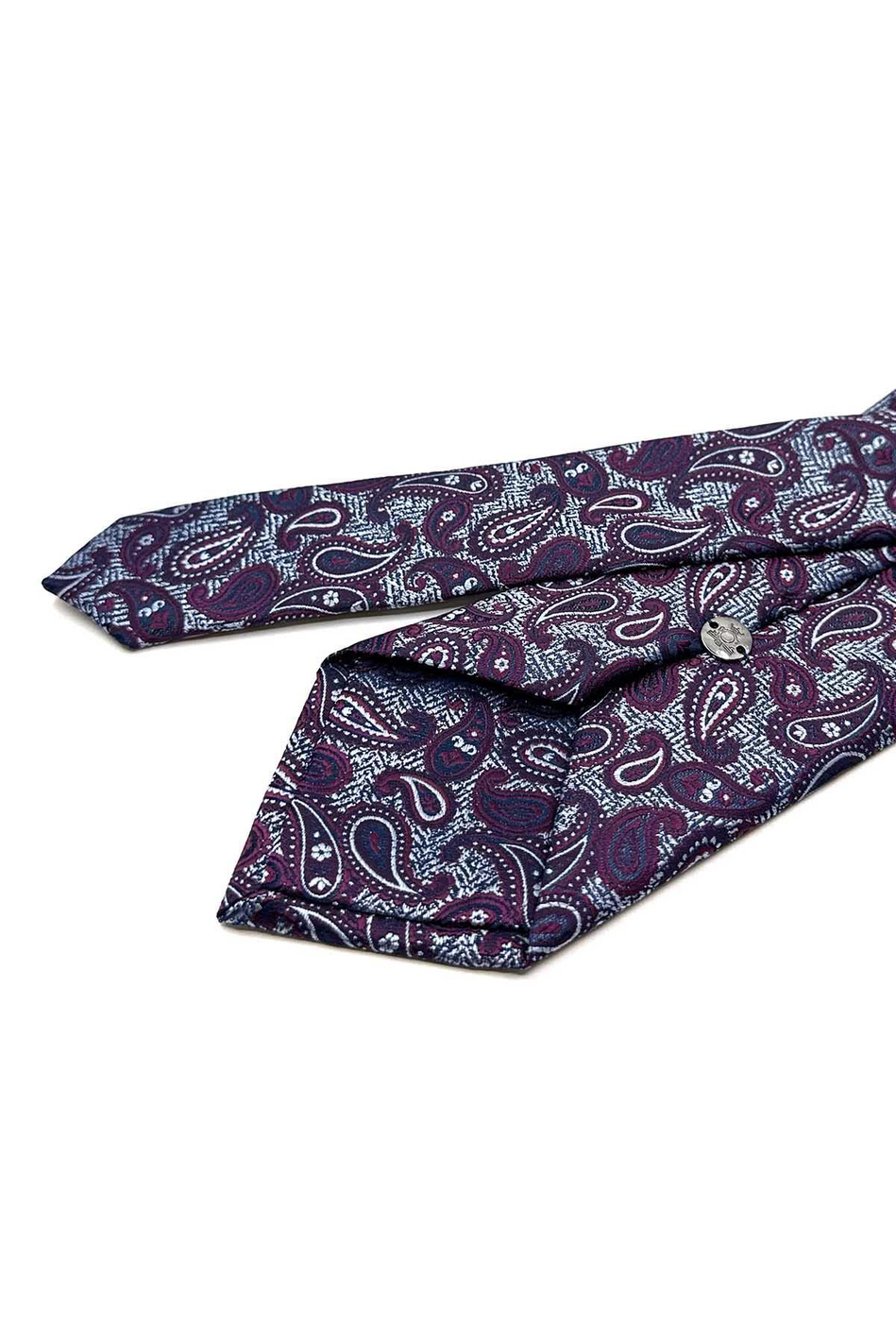 Gri - Bordo Şal Desen Mendilli Klasik Kravat KK12871