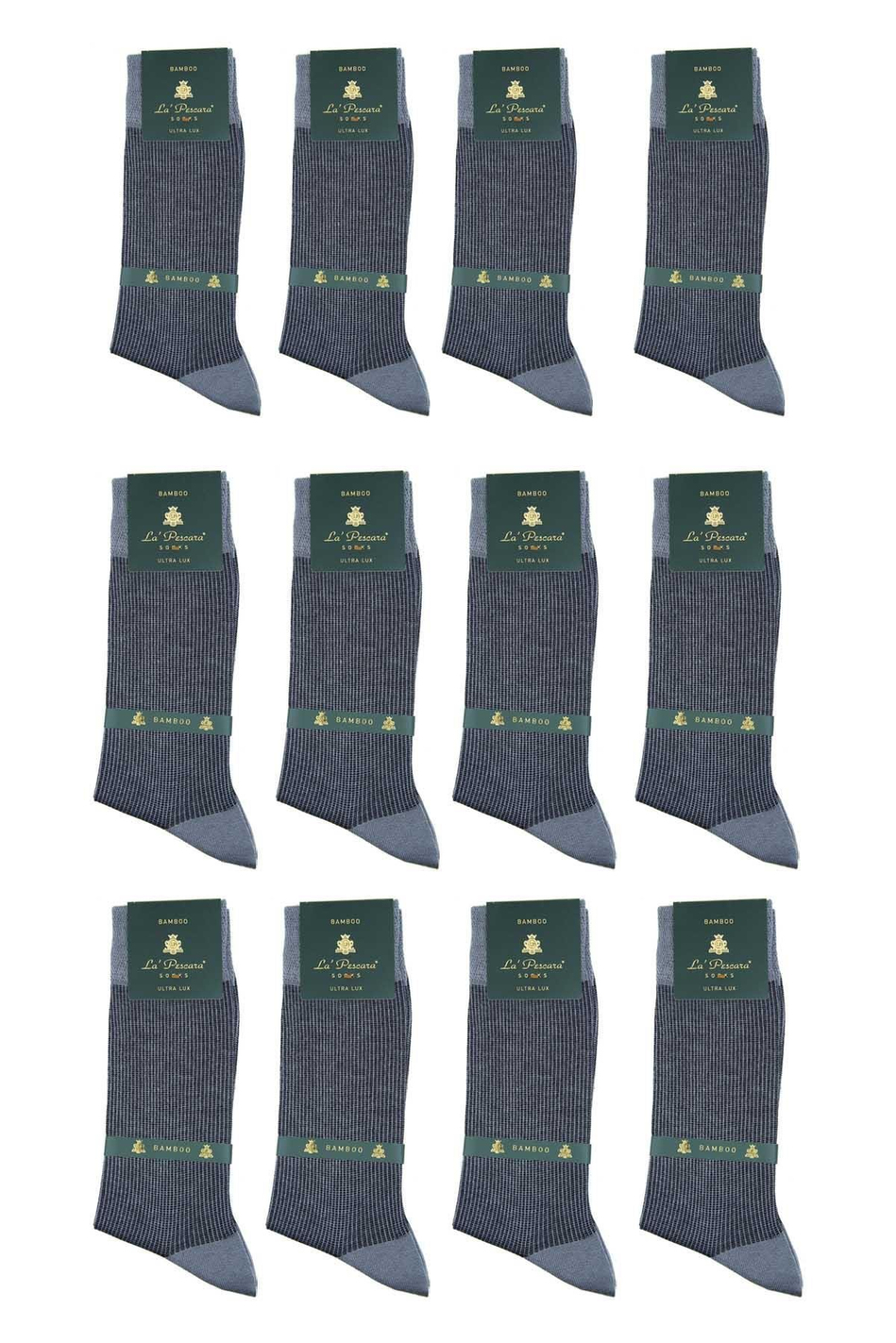 Gri Çizgi Desen 12'li Ultra Lüks Bambu Erkek Çorap CRP300