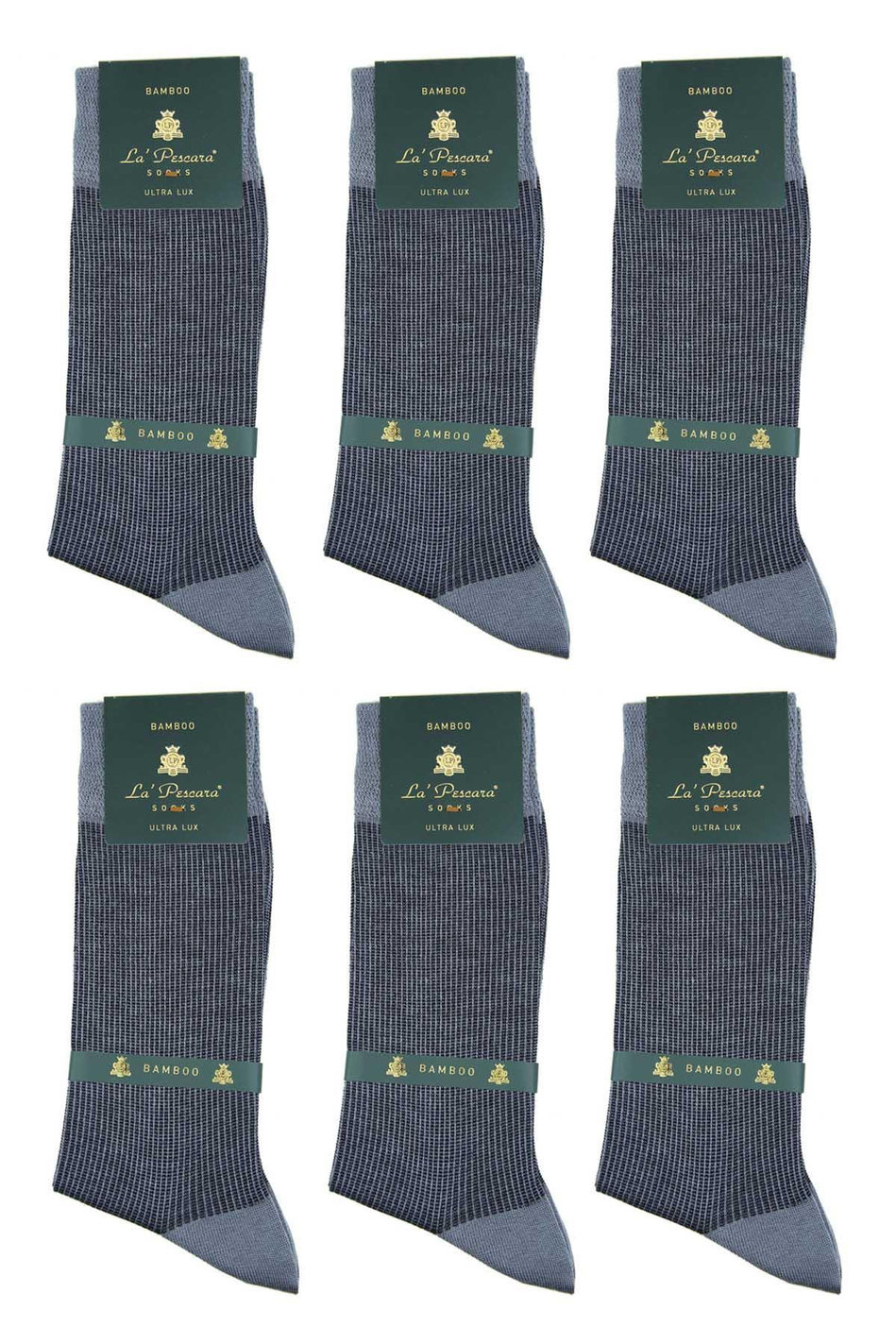 Gri Çizgi Desen 6'lı Ultra Lüks Bambu Erkek Çorap CRP299